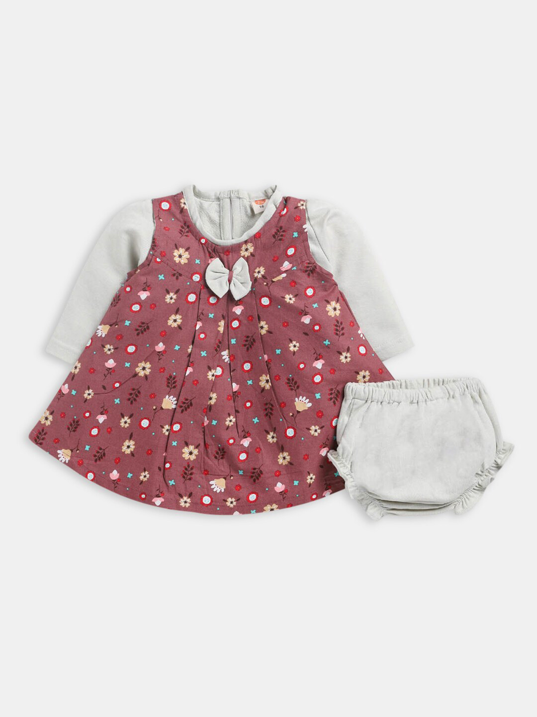 

Hopscotch Girls Printed Cotton T-shirt with Skirt Set, Red