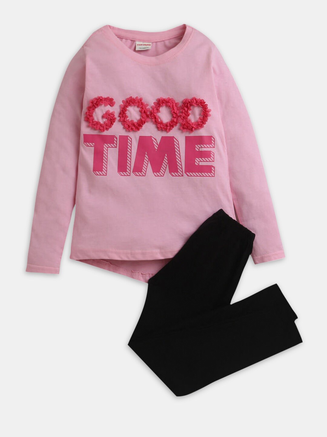 

Hopscotch Girls Printed Cotton T-shirt with Leggings SET, Lavender