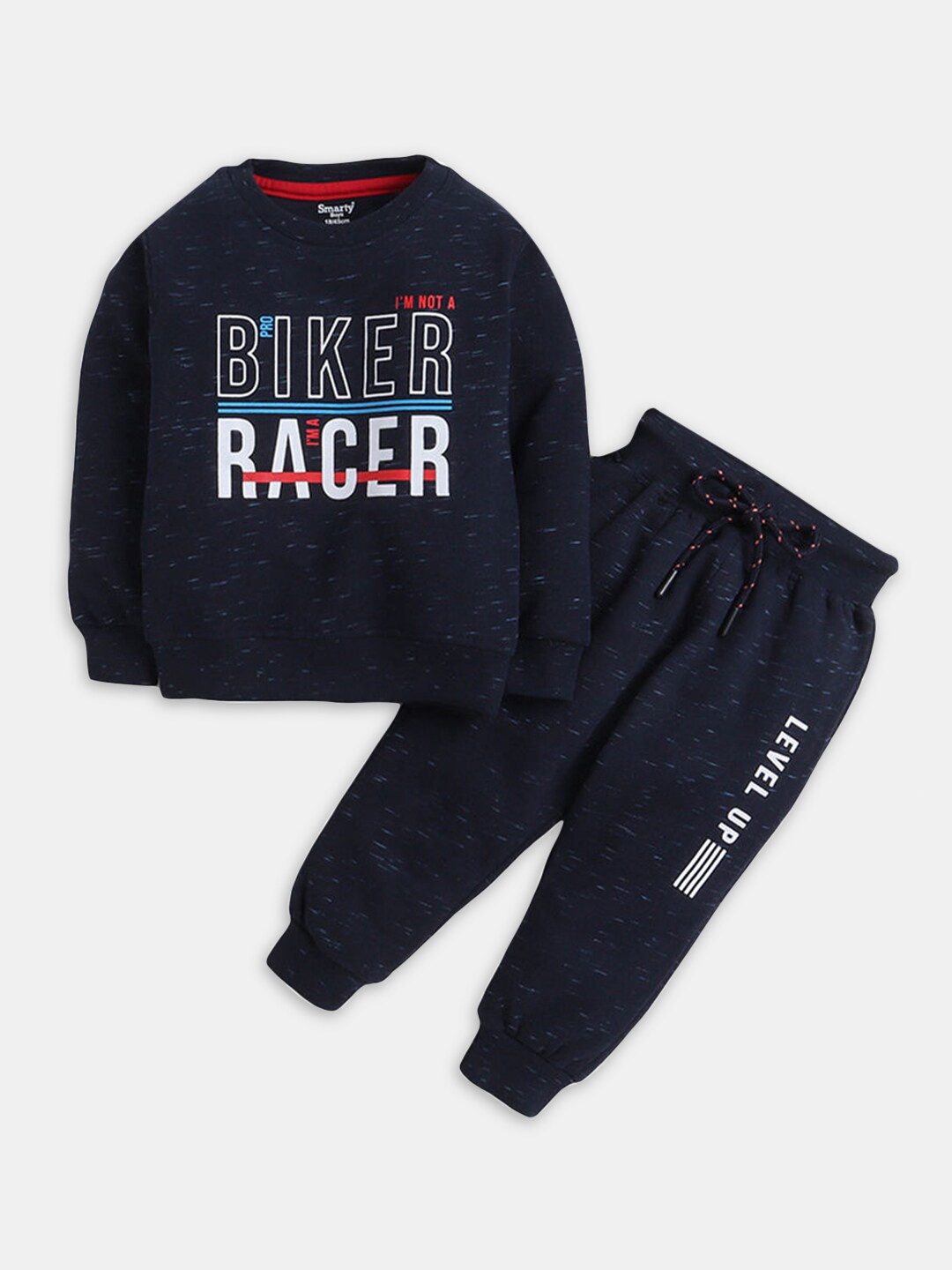 

Hopscotch Boys Printed Sweatshirt With Jogger, Navy blue