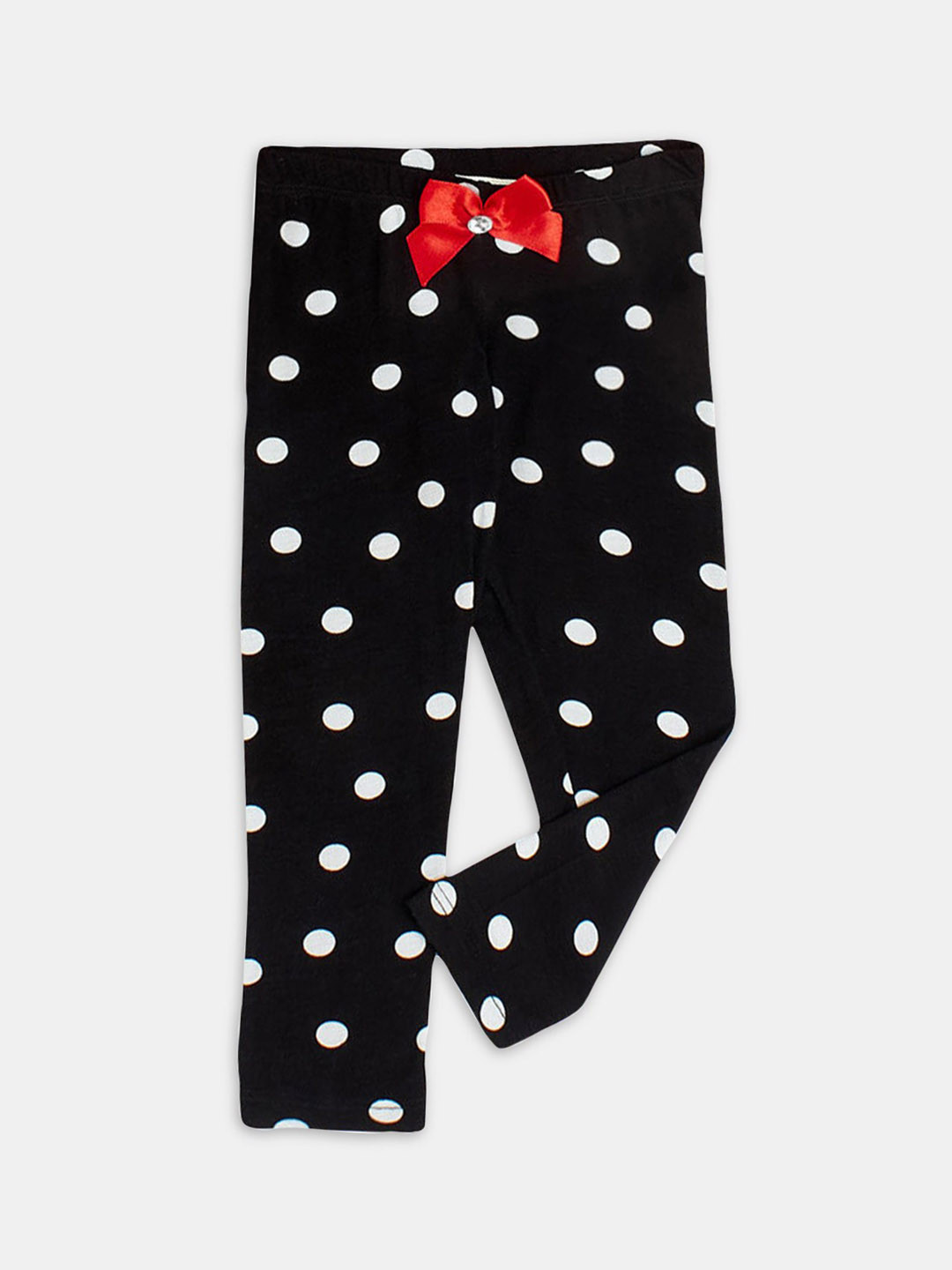 

Hopscotch Girls Polka Dots Printed Lounge Pants, Black