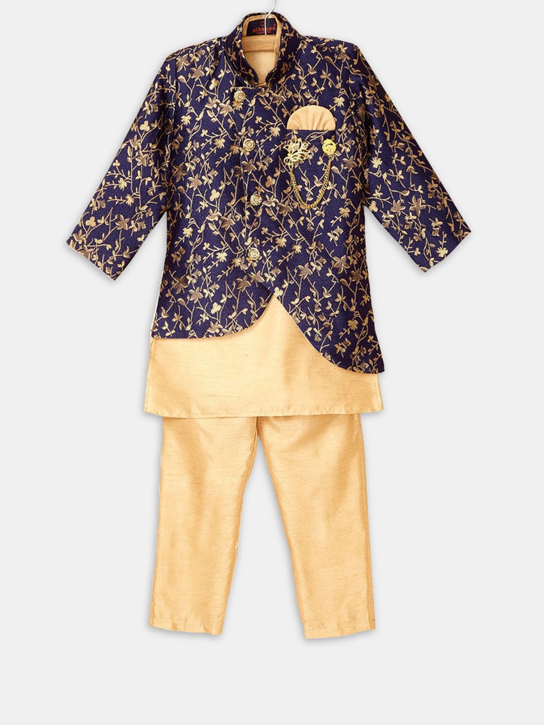 

Hopscotch Boys Printed Kurta with Pyjamas, Blue