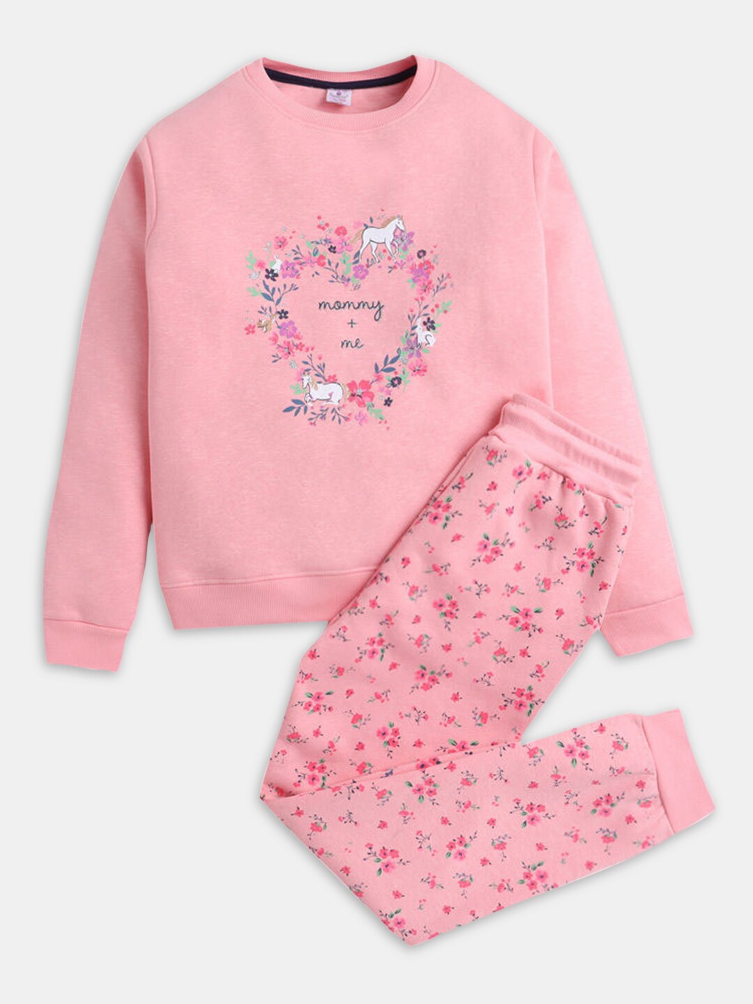 

Hopscotch Girls Printed Sweatshirt With Jogger, Pink