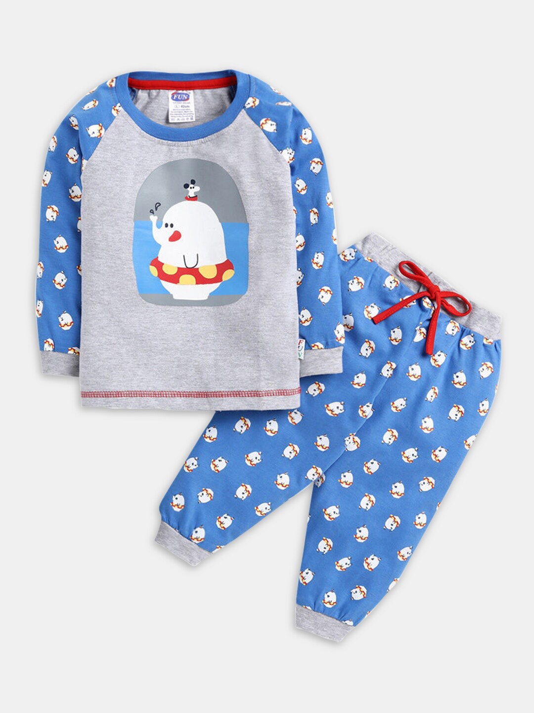 

Hopscotch Boys Printed Pure Cotton T-shirt With Joggers, Blue