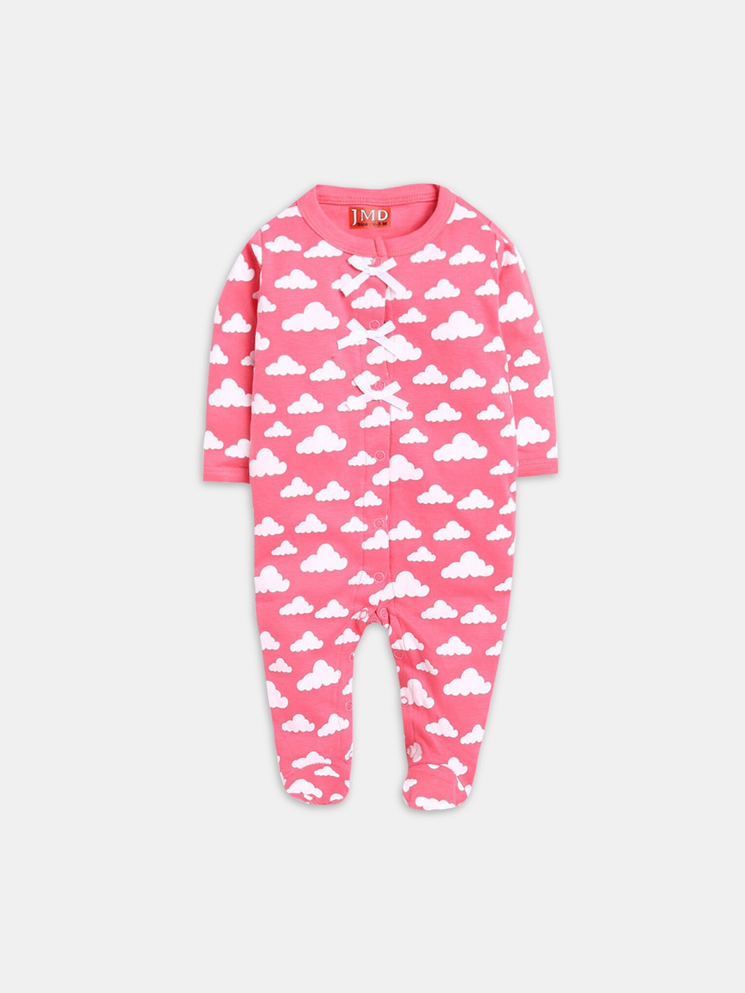 

Hopscotch Infant Conversational Printed Cotton Full-Sleeve Bodysuit, Pink