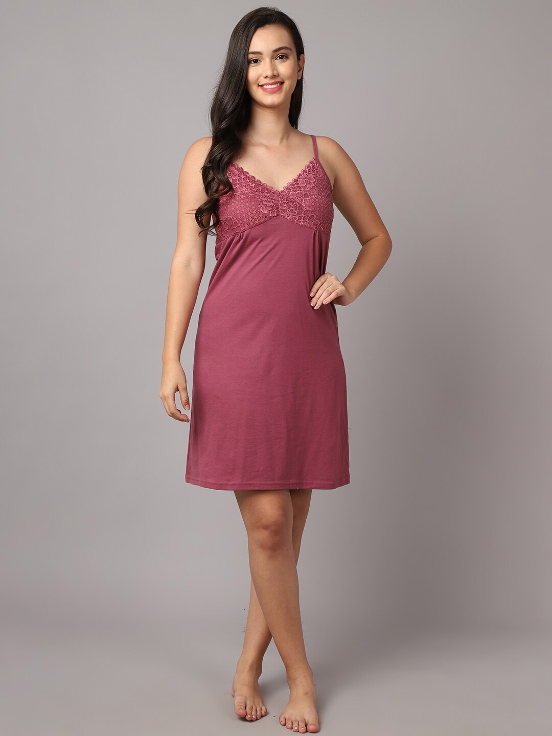 

Aerowarm Sleeveless Pure Cotton Nightdress, Maroon