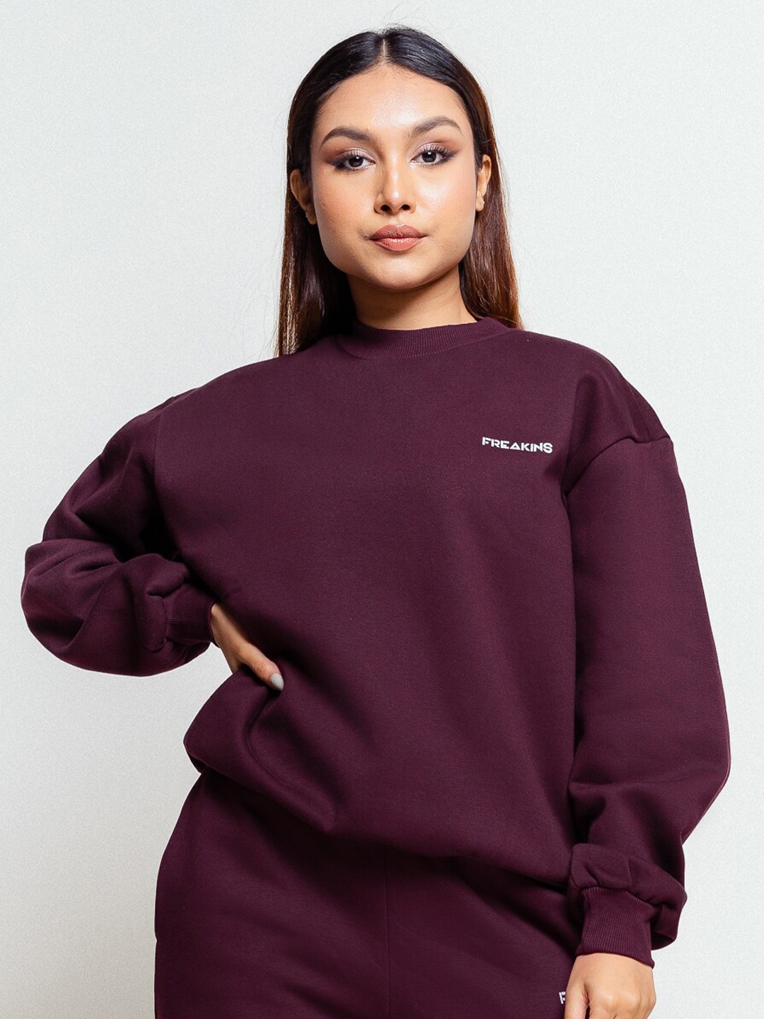 

FREAKINS Women Maroon Sweatshirt