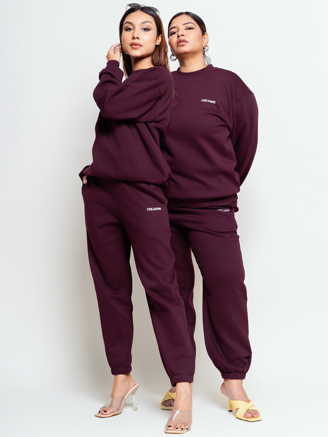 

FREAKINS Women Regular Fit Cotton Joggers, Maroon