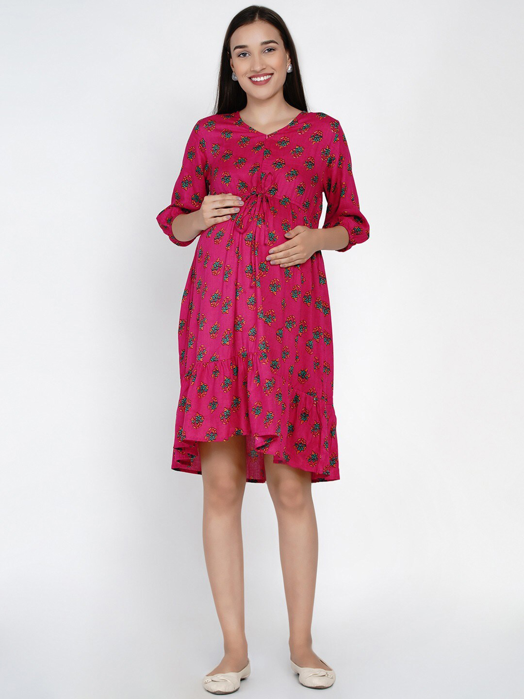 

Mine4Nine Floral Print Maternity A-Line Dress, Pink