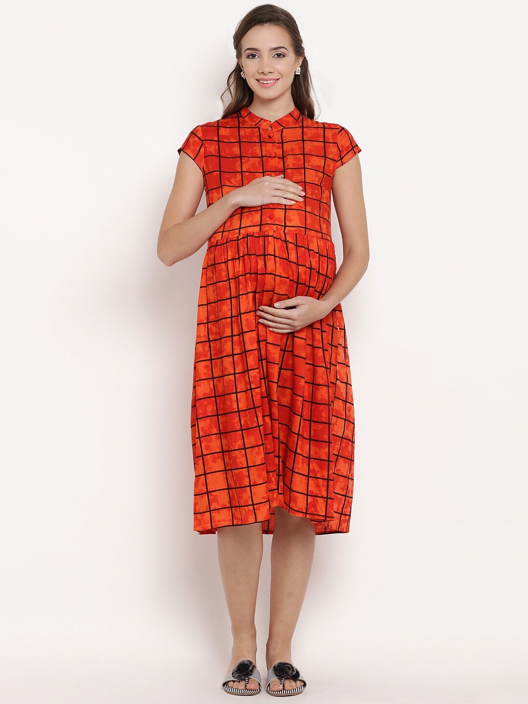 

Mine4Nine Checked Maternity Dress, Orange