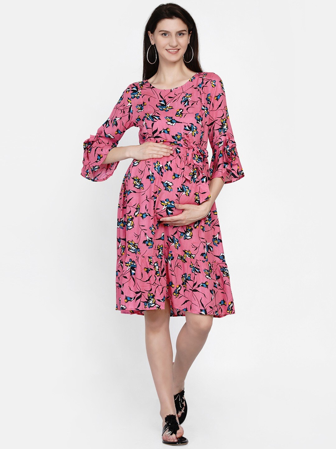 

Mine4Nine Floral Maternity A-Line Dress, Pink