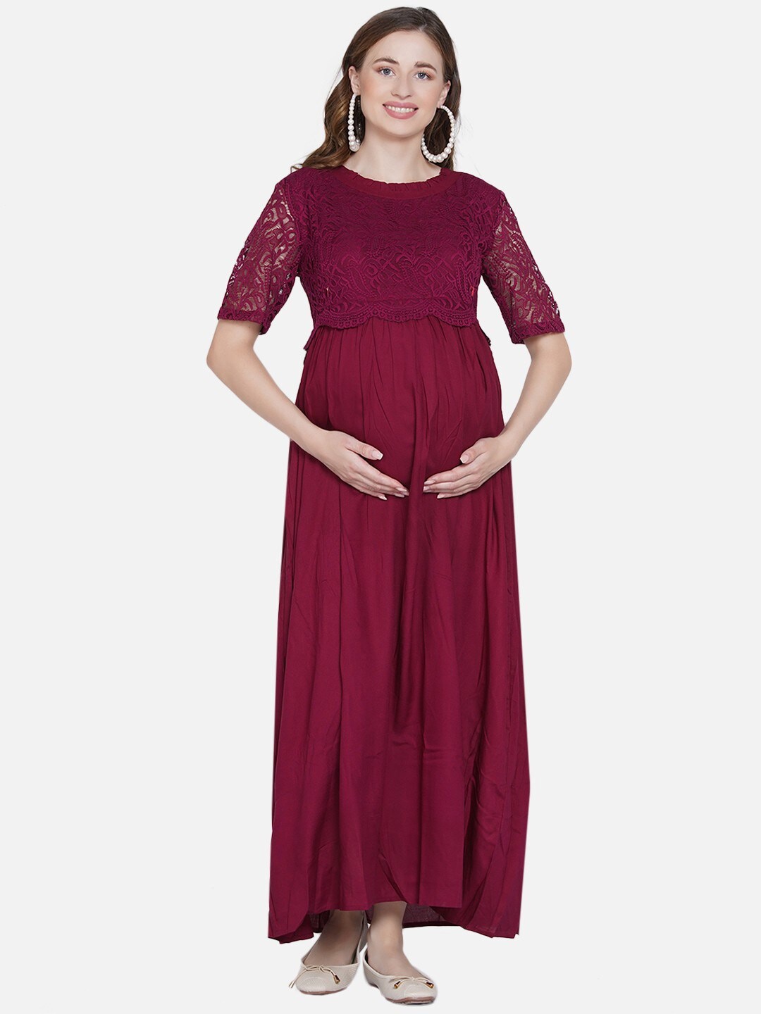 

Mine4Nine Maternity Maxi Dress, Burgundy