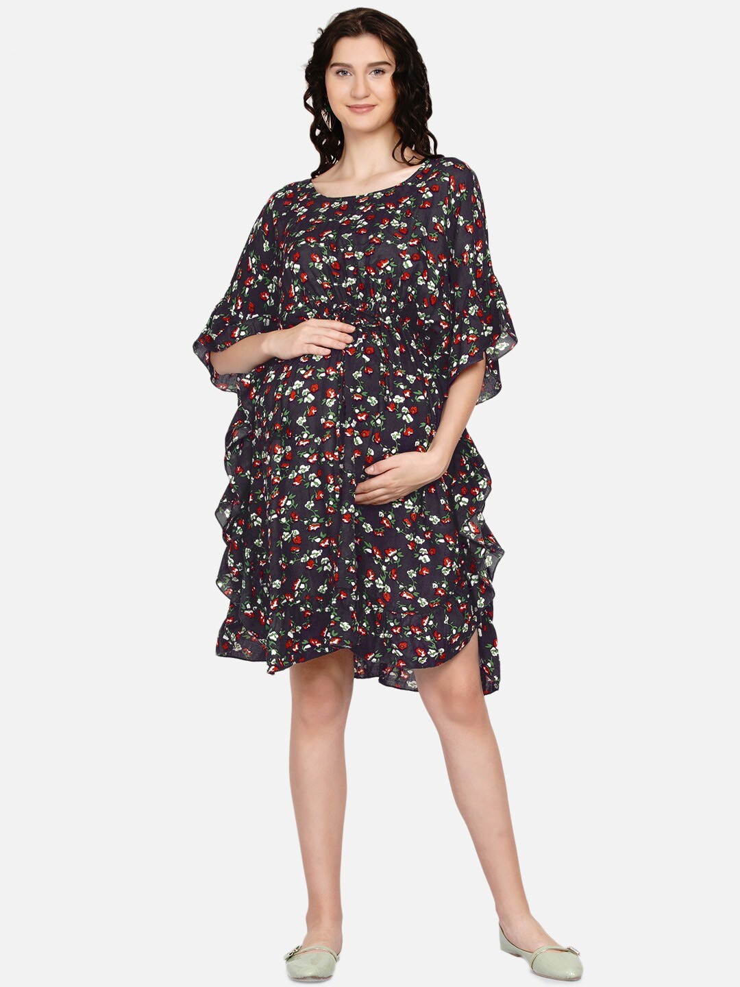 

Mine4Nine Floral Maternity A-Line Dress, Charcoal