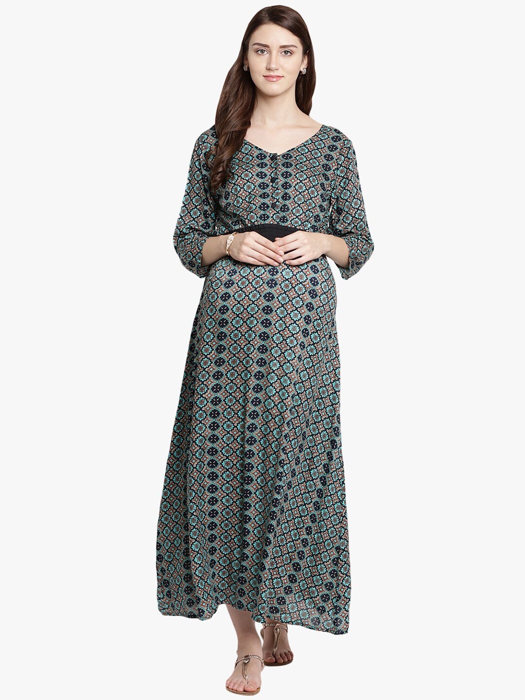 

Mine4Nine Floral Maternity Maxi Dress, Olive