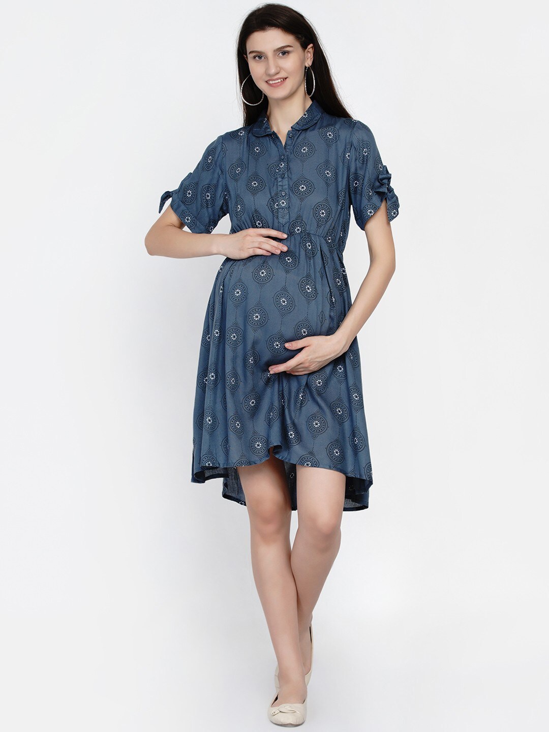 

Mine4Nine Printed Maternity Dress, Blue