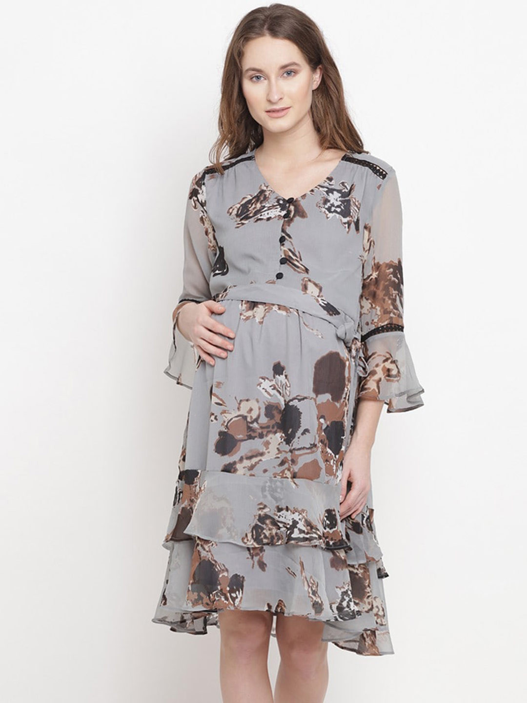

Mine4Nine Floral Maternity Dress, Grey