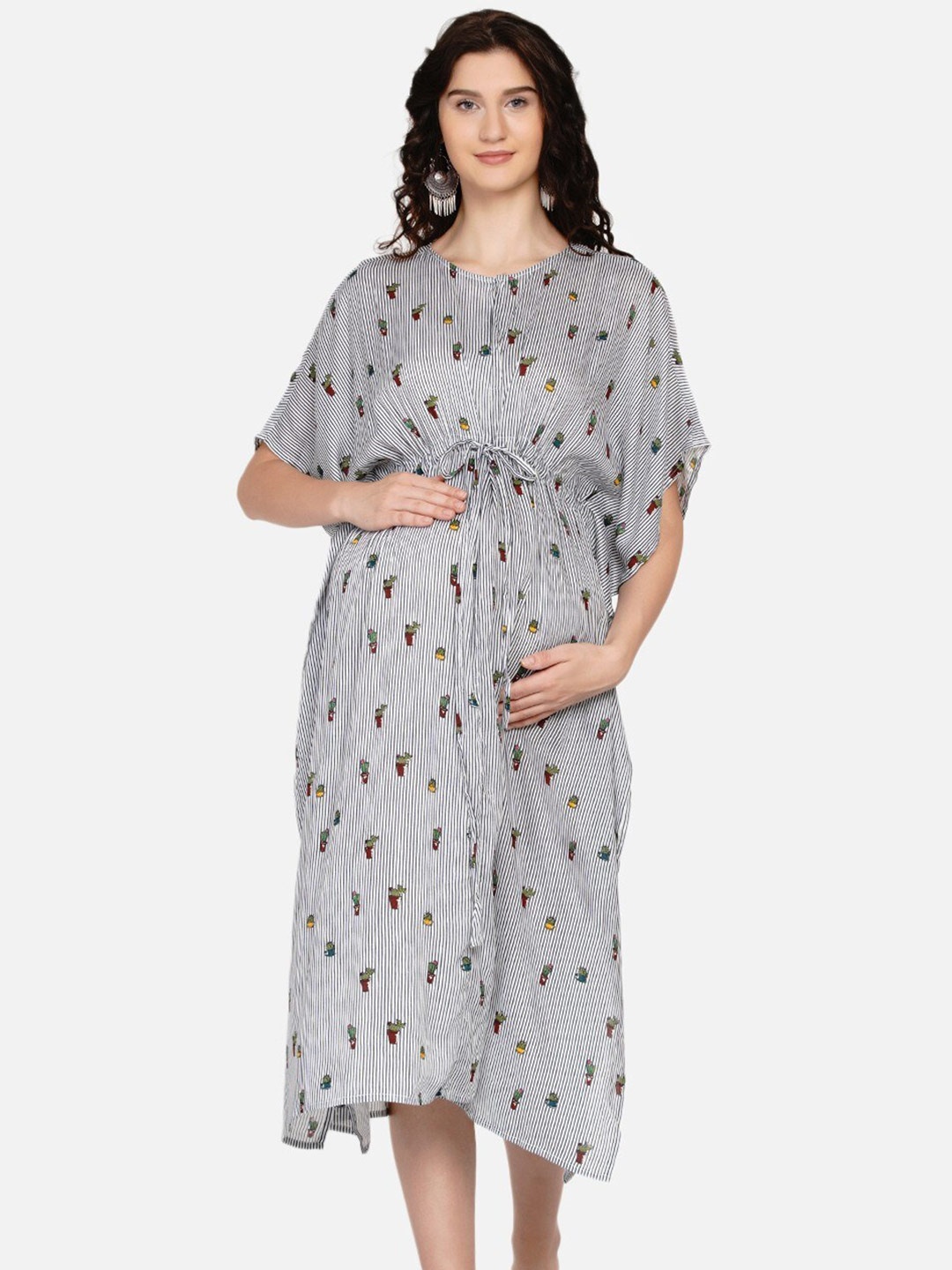 

Mine4Nine Striped Maternity Kaftan Dress, Grey