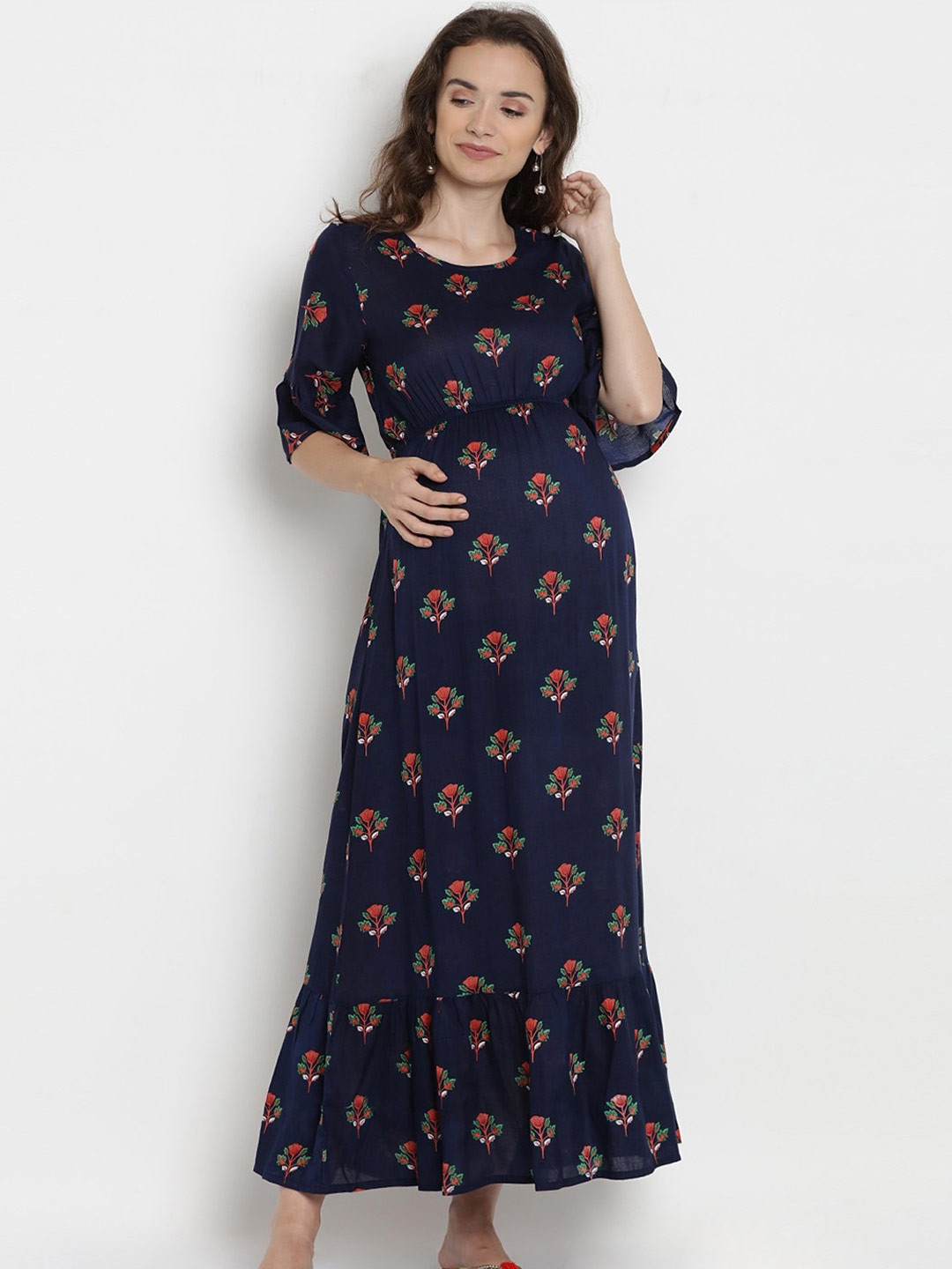 

Mine4Nine Floral Printed Maternity Dress, Blue