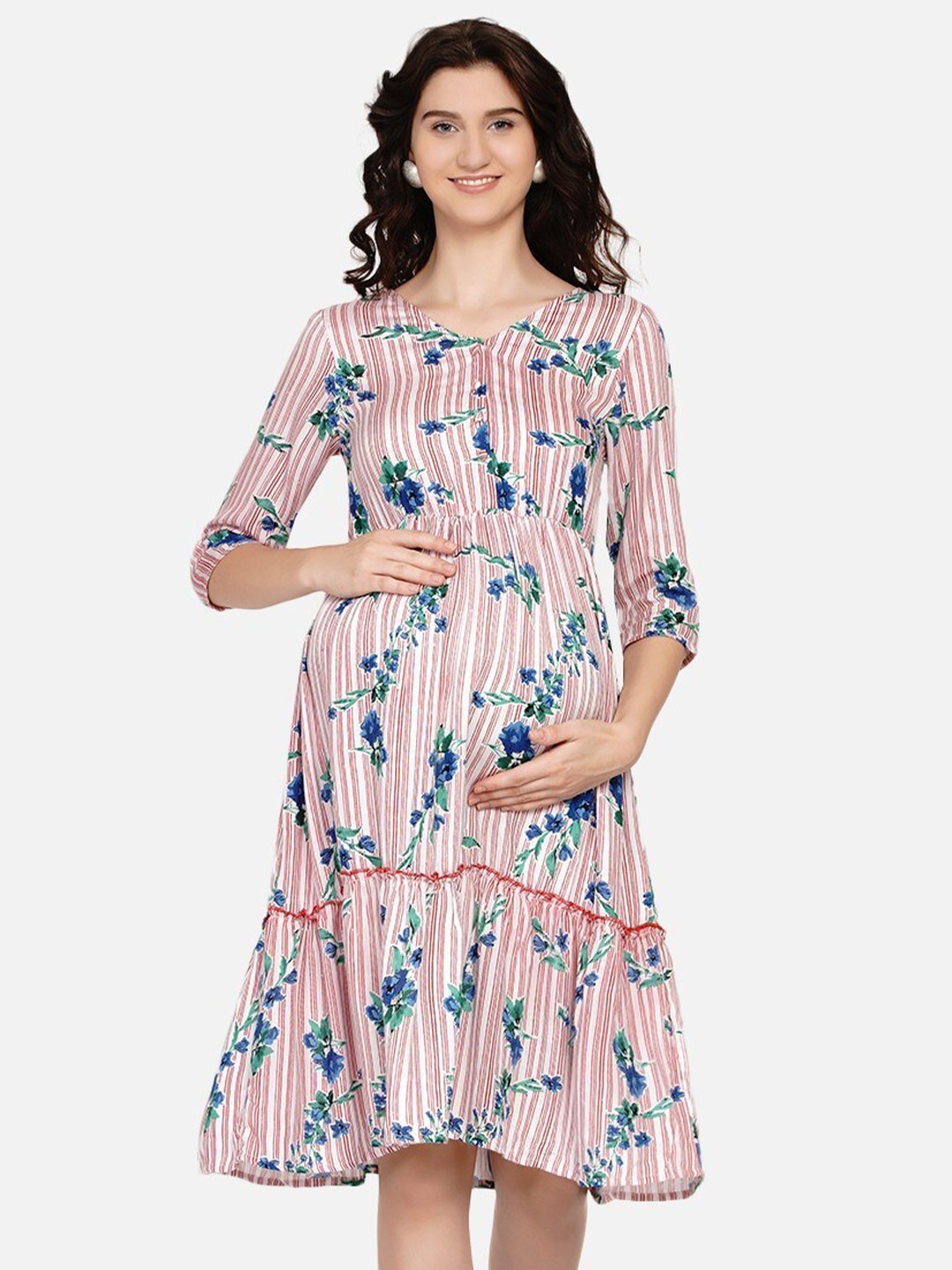 

Mine4Nine Floral Printed Maternity Dress, Pink