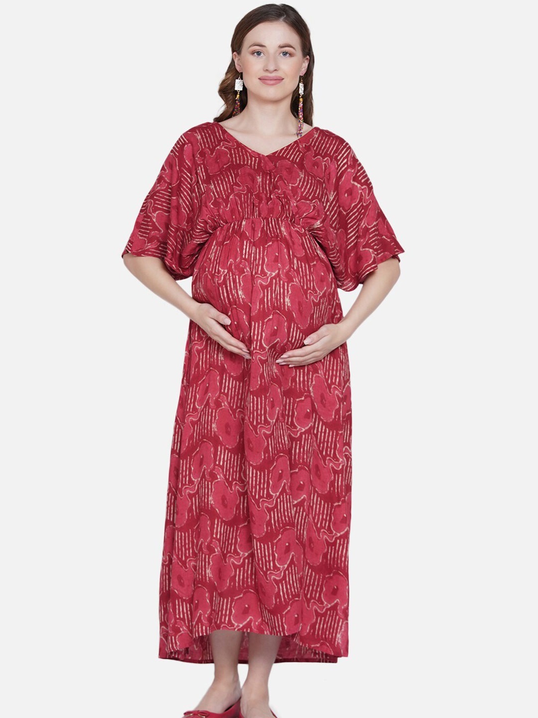 

Mine4Nine Maternity Kaftan Dress, Maroon