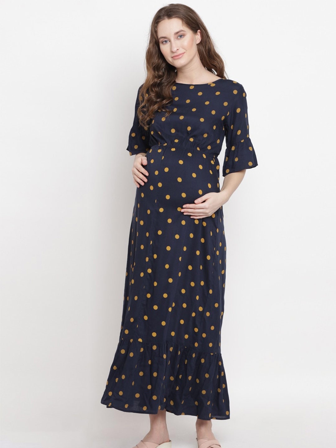 

Mine4Nine Printed Maternity Cotton Maxi Dress, Blue