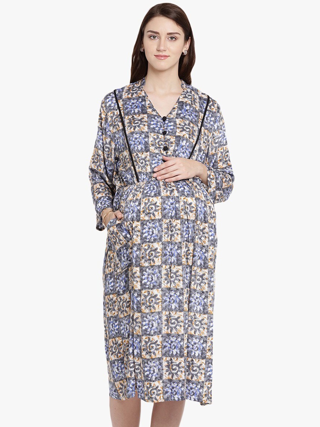 

Mine4Nine Floral Maternity Dress, Blue