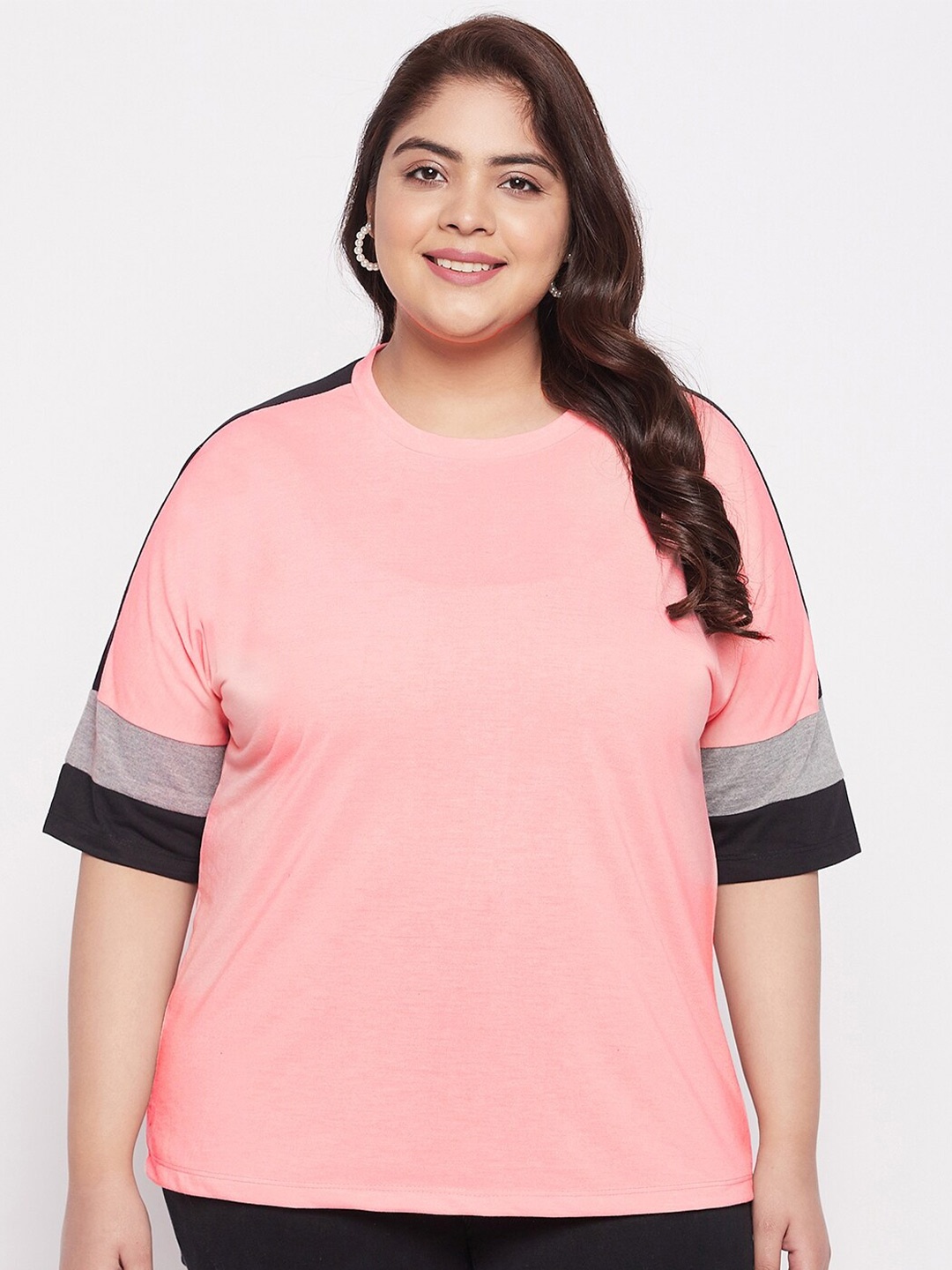 

AUSTIVO Women Plus Size Regular Fit T-shirt, Pink