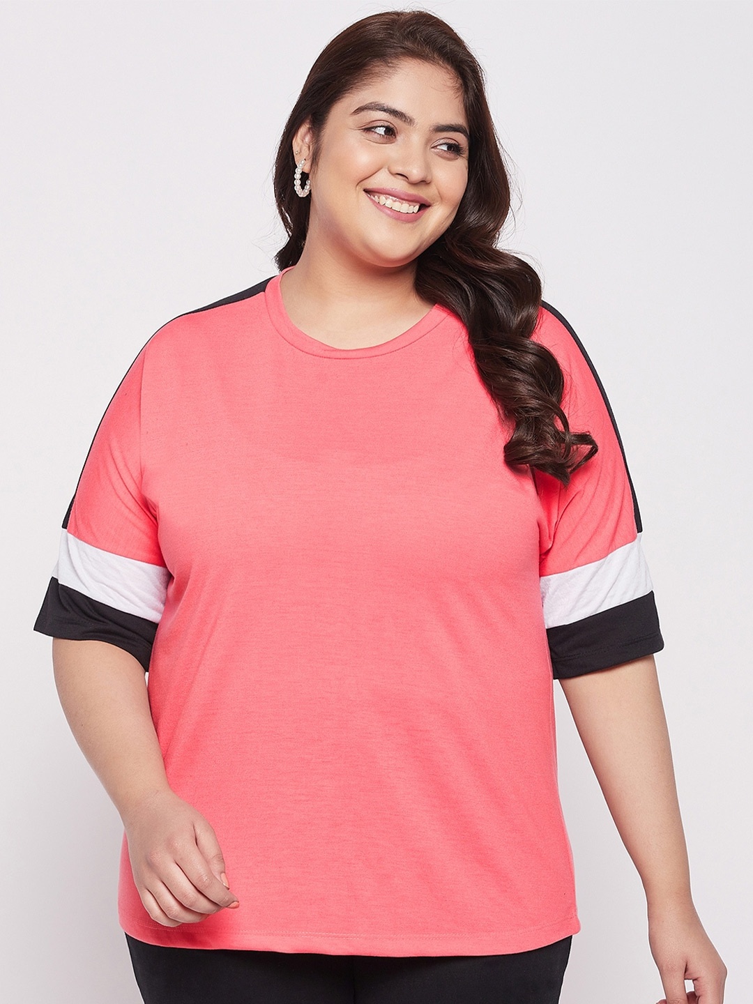 

AUSTIVO Women Plus Size Round Neck T-shirt, Pink