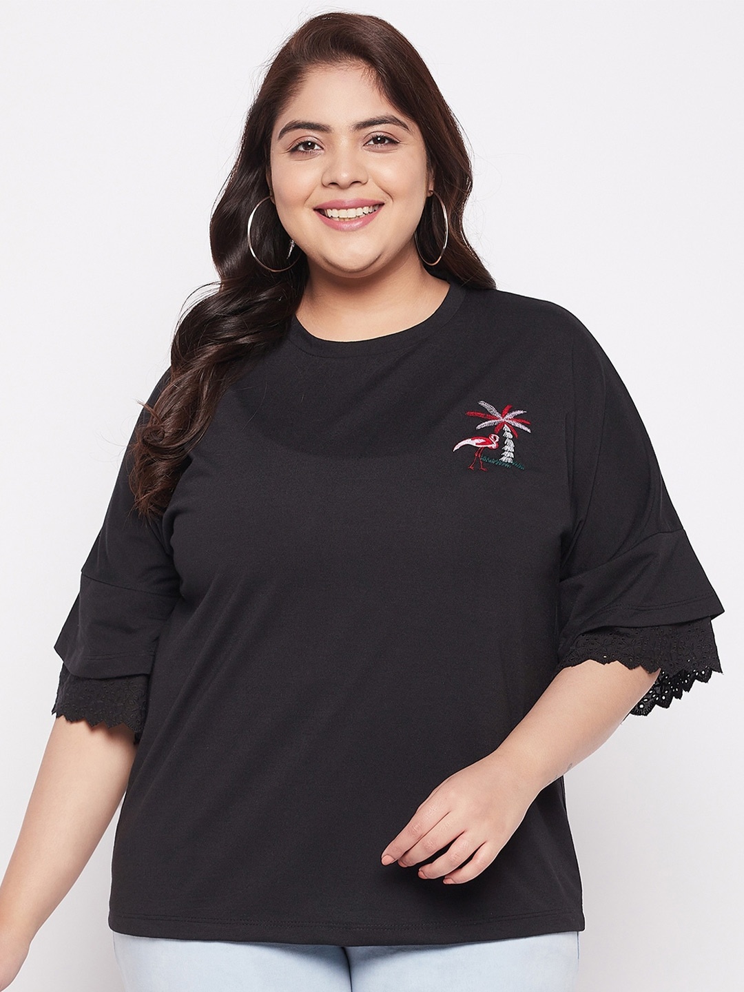 

AUSTIVO Women Plus Size Solid Top, Black