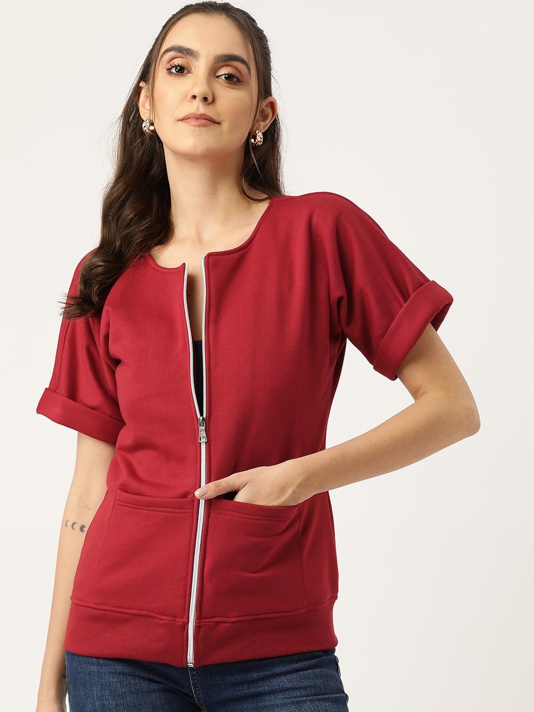

BRINNS Fleece Collarless Tailored Jacket, Red