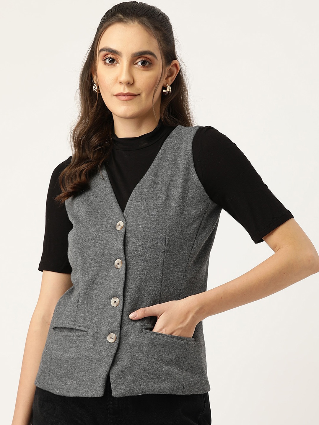 

BRINNS V-Neck Fleece Waistcoat, Charcoal