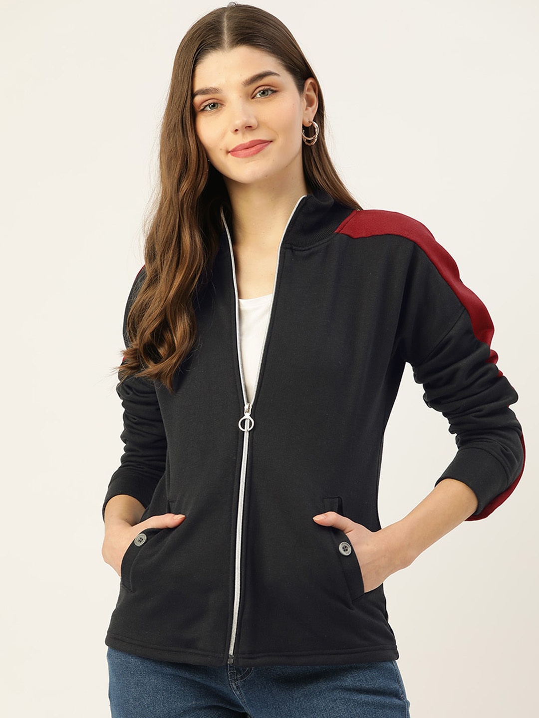 

BRINNS Fleece Mock Collar Bomber Jacket, Black