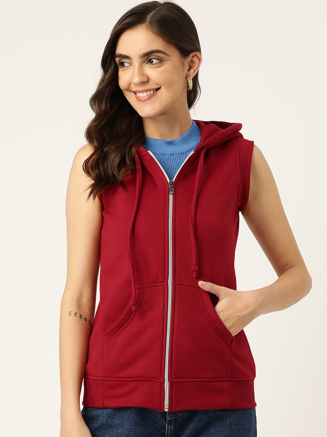

BRINNS Fleece Sleeveless Hooded Sweatshirt, Maroon