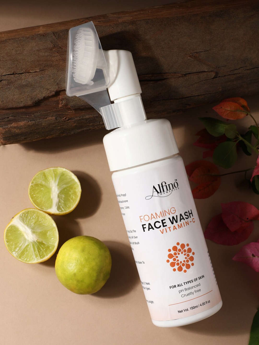 

Alfino Vitamin-C pH Balanced Foaming Face Wash with Built-In Brush - 150 ml, White