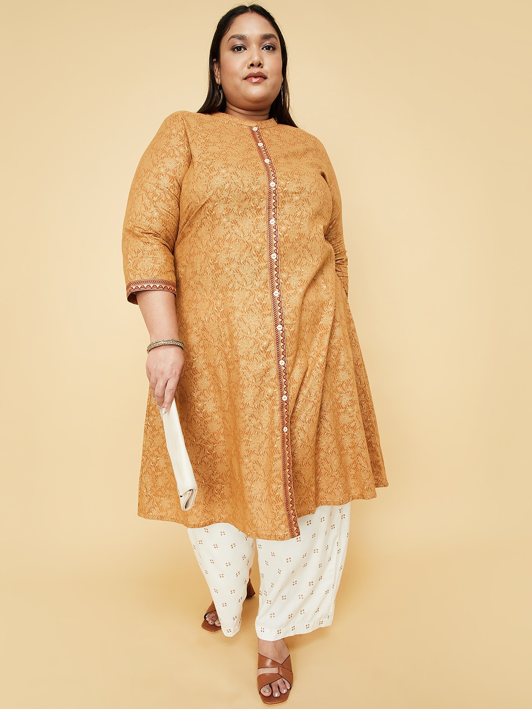 

max Women Plus Size Floral Floral Kurta, Mustard