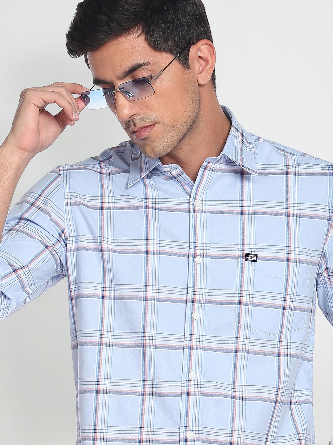 

Arrow Sport Men Pure Cotton Manhattan Slim Fit Tartan Checks Opaque Casual Shirt, Blue