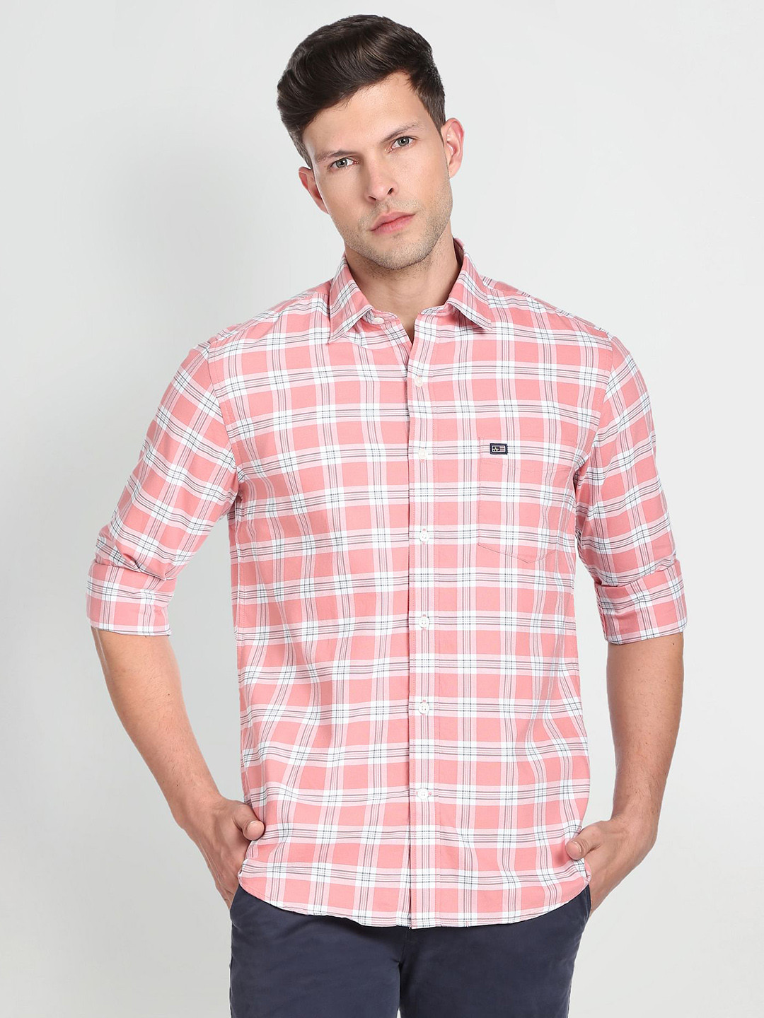

Arrow Sport Manhattan Slim Fit Pure Cotton Checked Casual Shirt, White