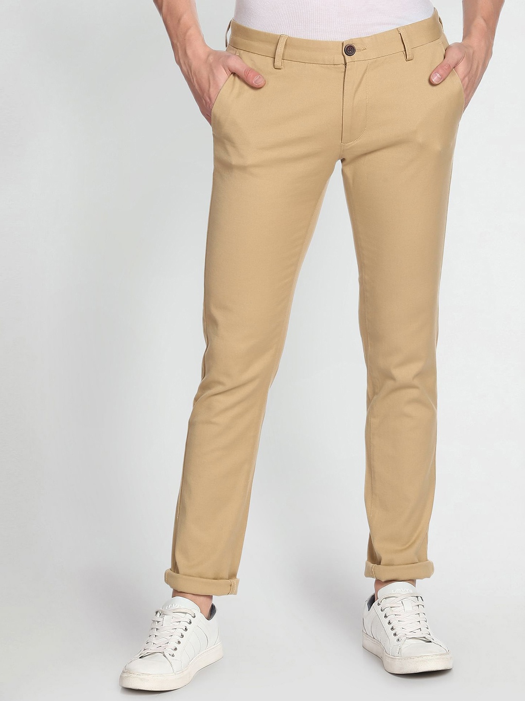 

Arrow Sport Men Self Design Textured Slim Fit Chinos, Khaki