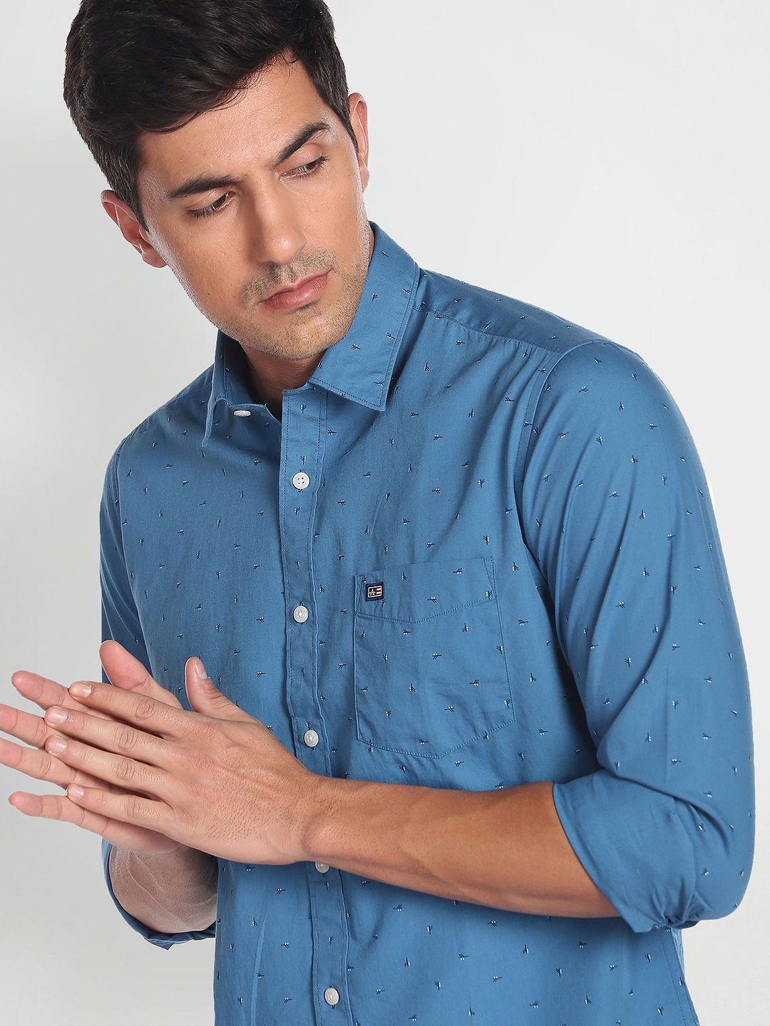 

Arrow Sport Slim Fit Geometric Printed Pure Cotton Casual Shirt, Blue