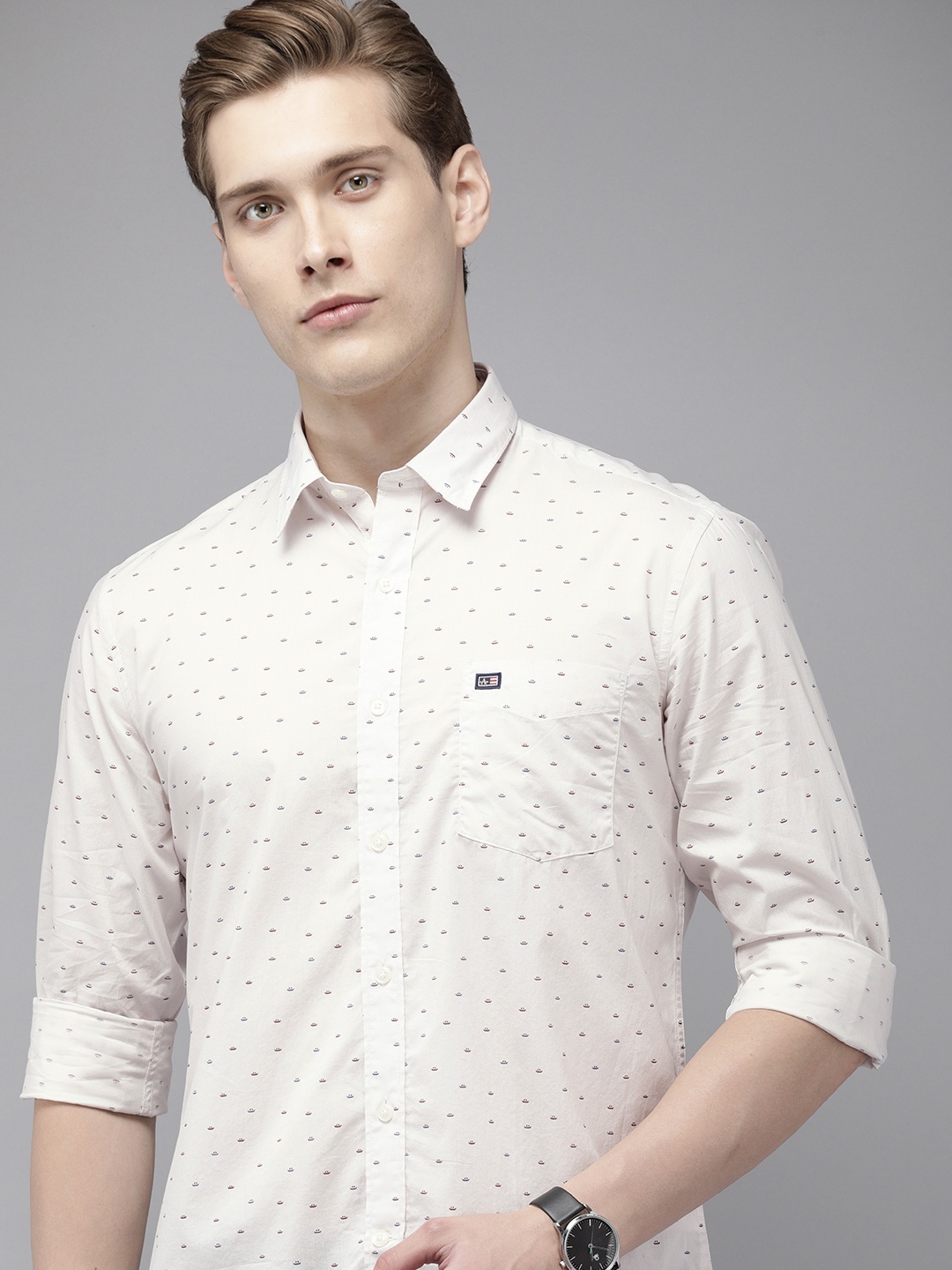 

Arrow Sport Men Pure Cotton Original Slim Fit Printed Casual Shirt, White