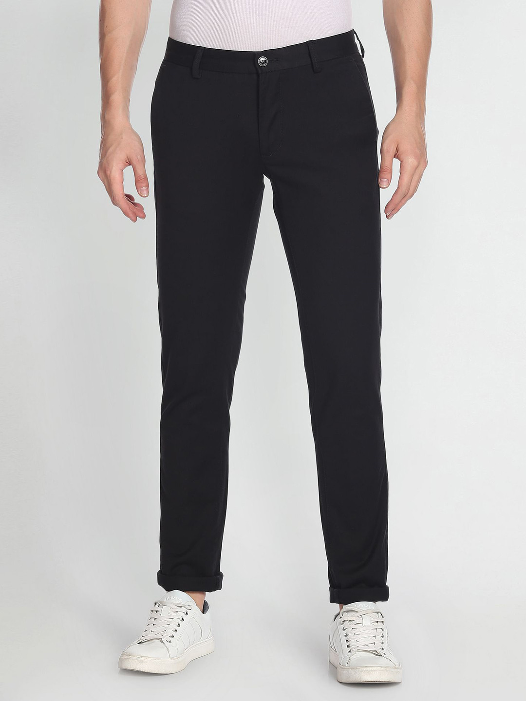 

Arrow Sport Men Self Design Textured Original Slim Fit Chinos, Black
