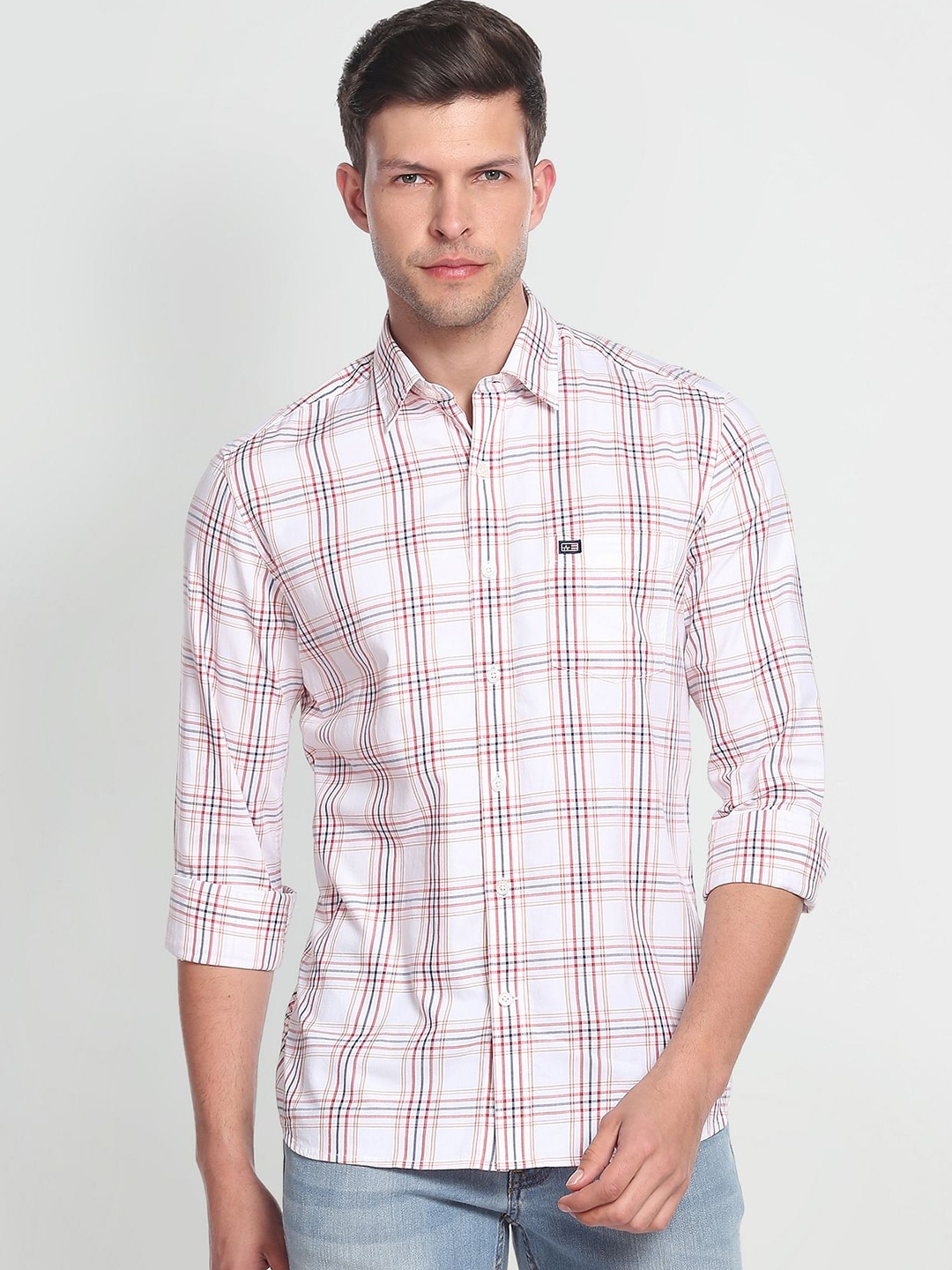

Arrow Sport Manhattan Slim Fit Tartan Checked Pure Cotton Casual Shirt, White