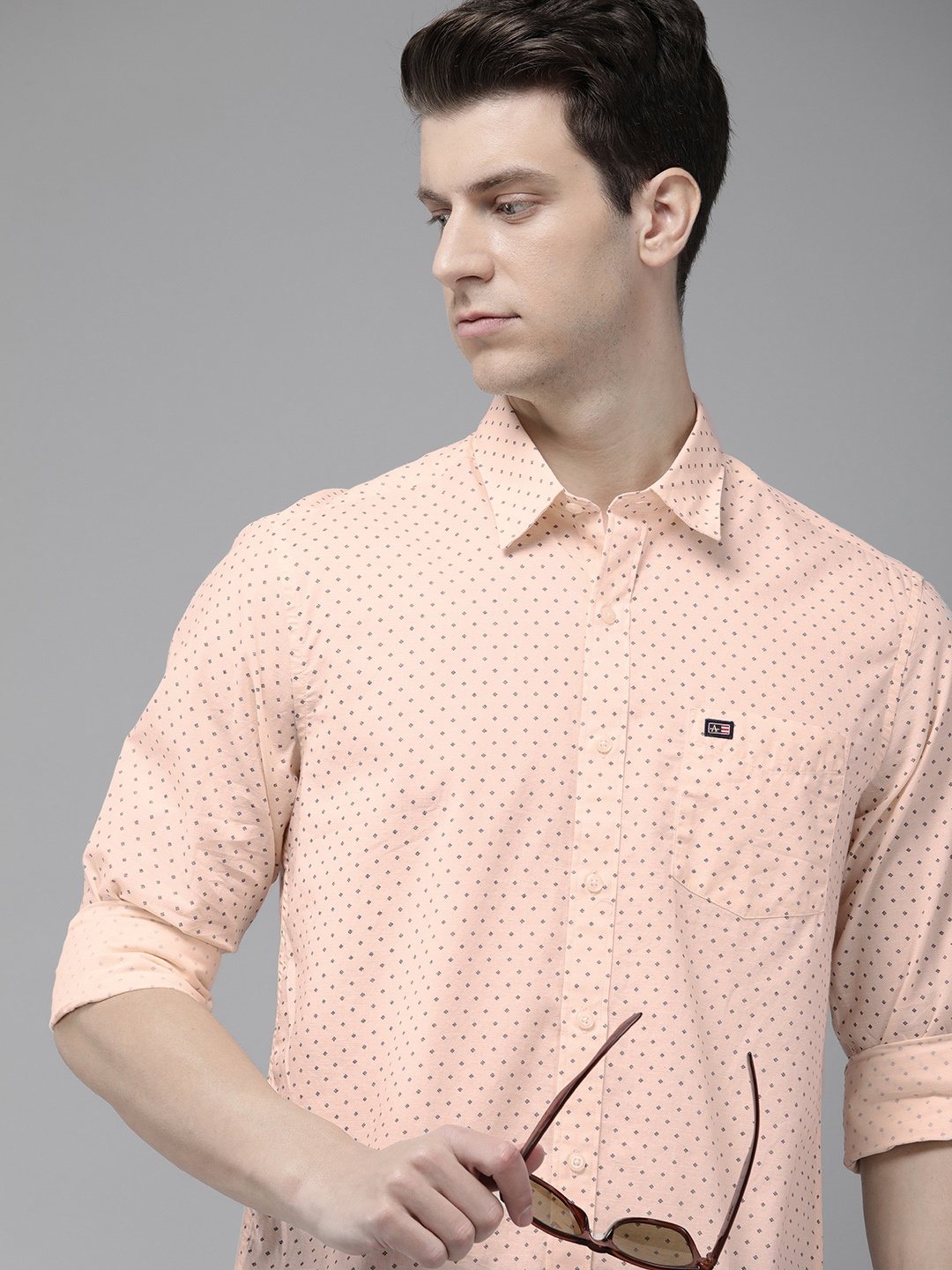 

Arrow Sport Sport Slim Fit Opaque Printed Pure Cotton Casual Shirt, Peach