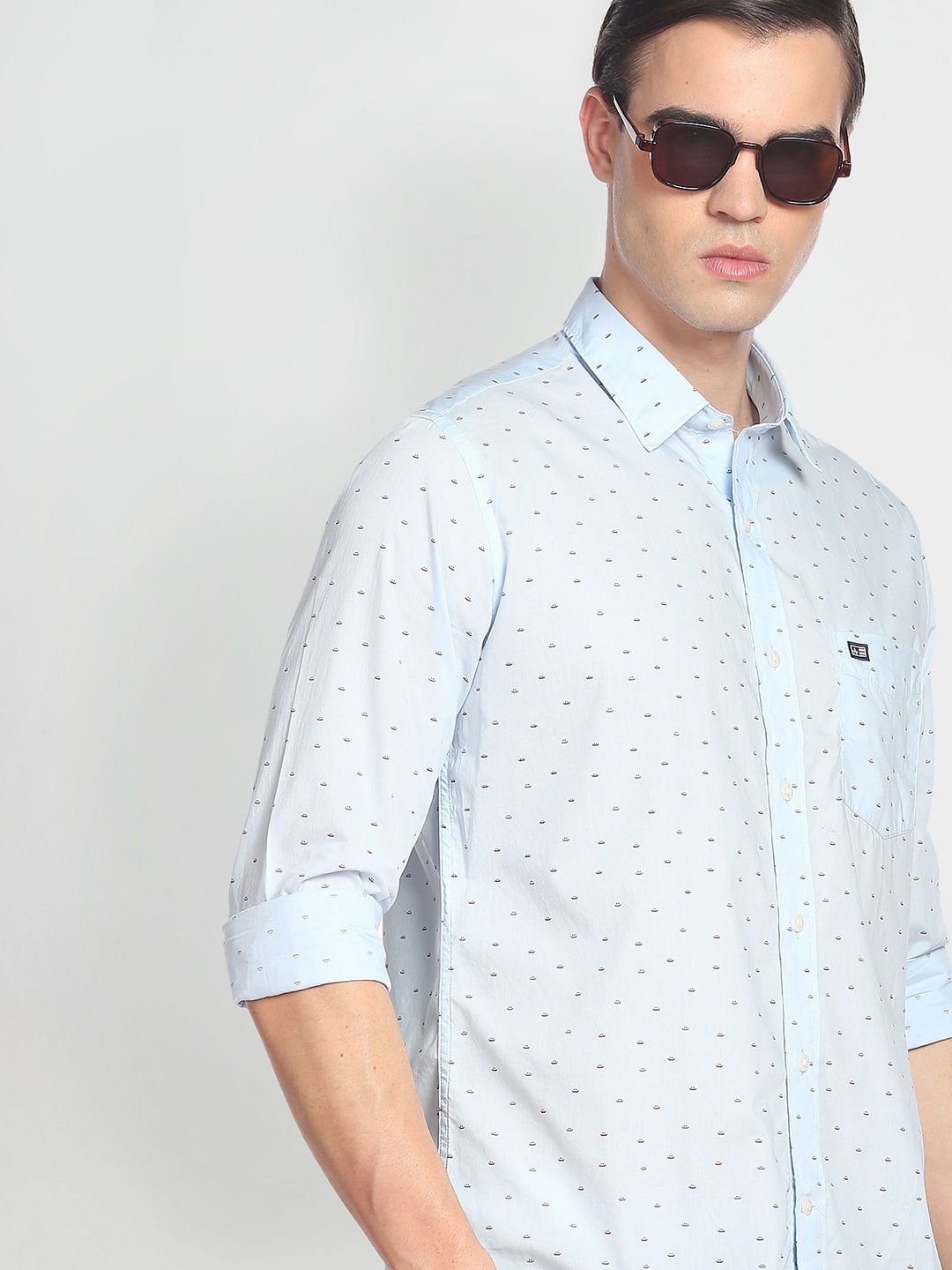

Arrow Sport Pure Cotton Manhattan Slim Fit Printed Casual Shirt, Blue