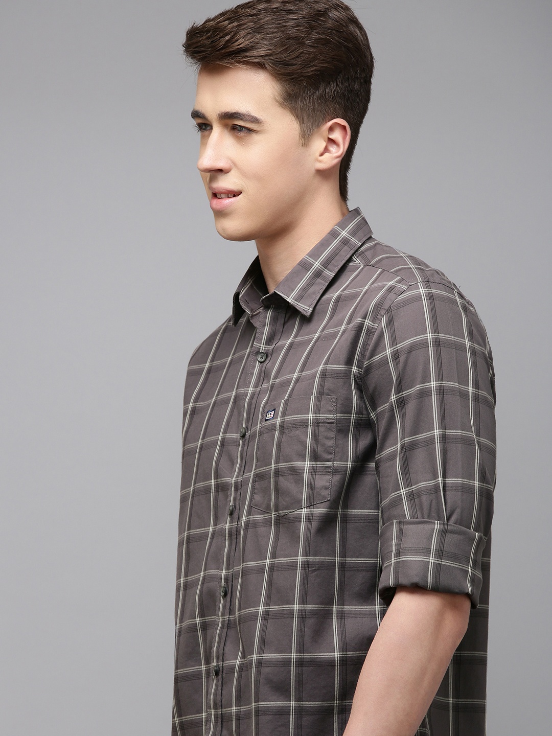 

Arrow Sport Manhattan Slim Fit Tartan Checks Opaque Pure Cotton Casual Shirt, Grey