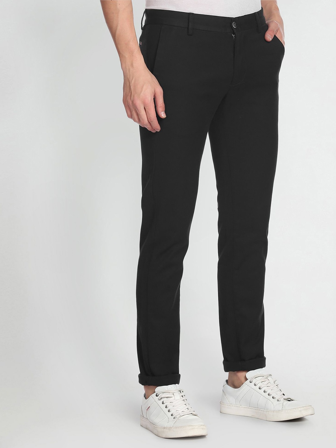 

Arrow Sport Men Self Design Textured Original Slim Fit Chinos, Black