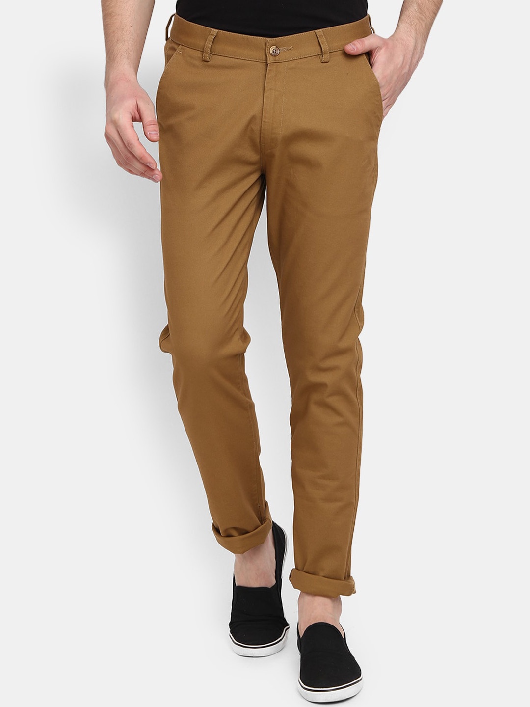 

V-Mart Men Cotton Casual Chinos Trousers, Khaki