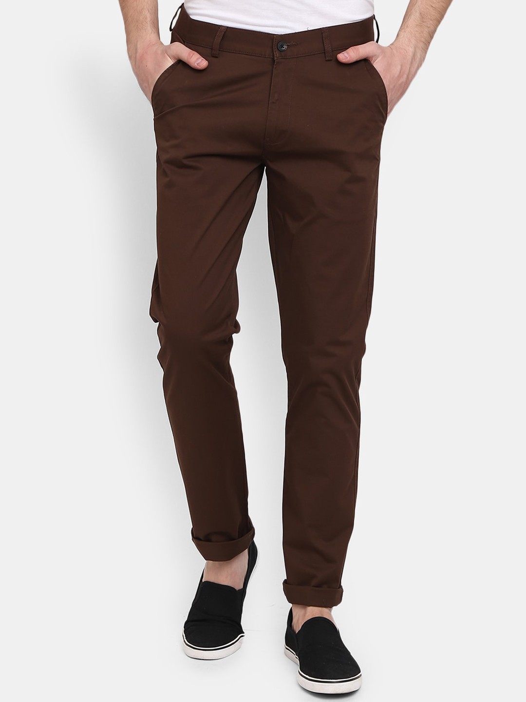 

V-Mart Men Cotton Regular Trouser, Brown