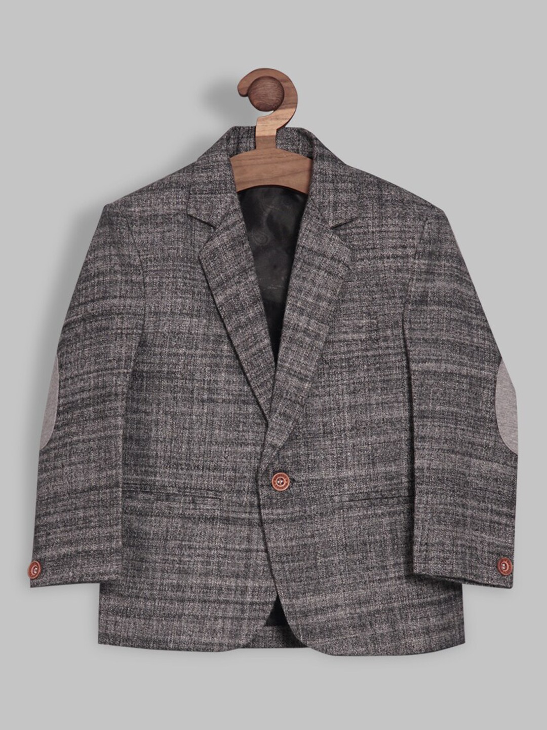 

RIKIDOOS Boys Self Design Single-Breasted Cotton Tailored Fit Blazer, Grey
