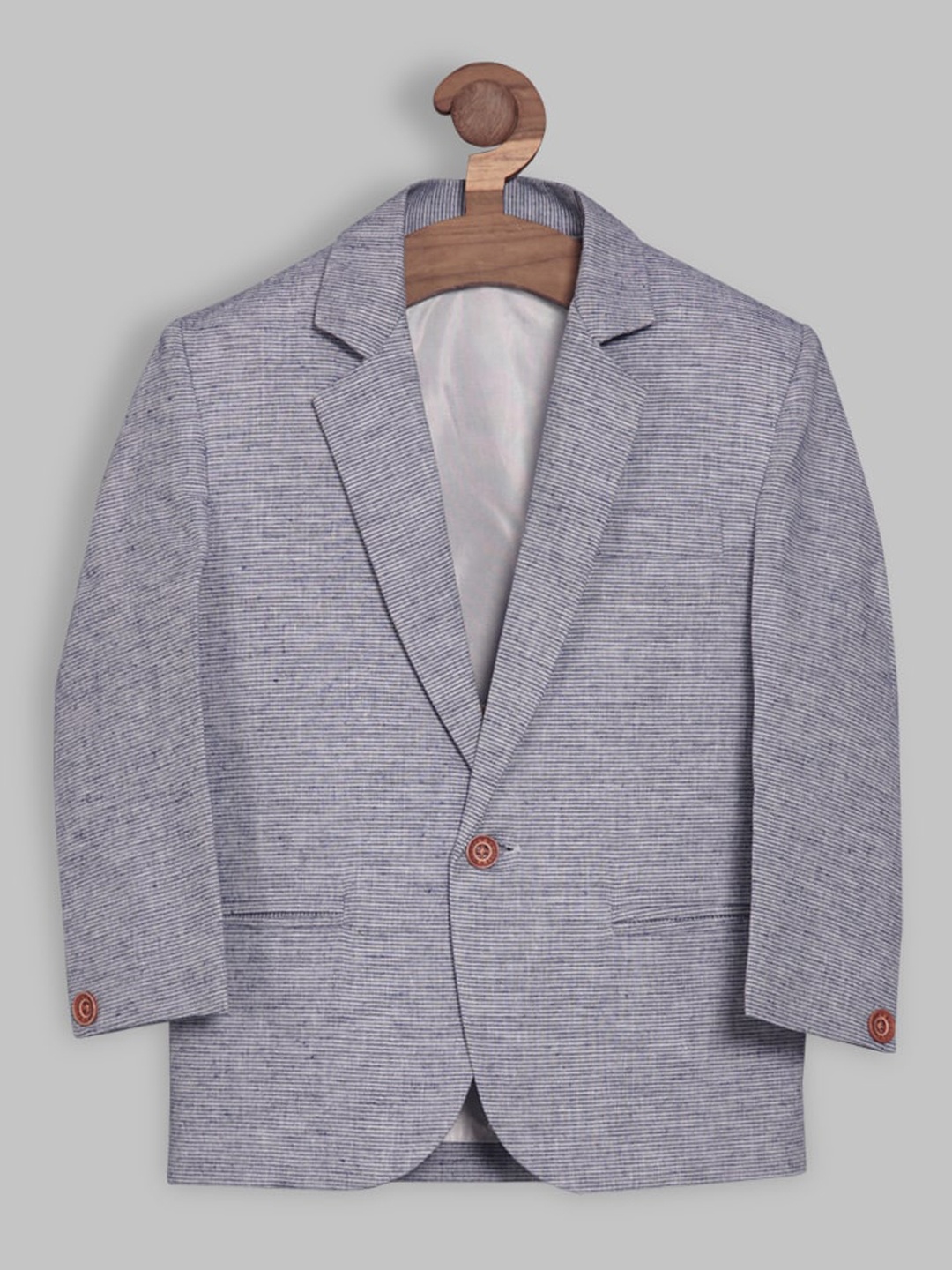 

RIKIDOOS Boys Striped Single-Breasted Tailored Fit Cotton Party Blazers, Blue