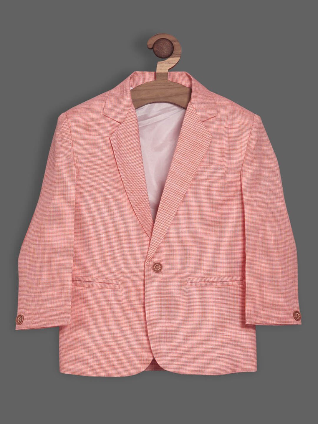 

RIKIDOOS Boys Self-Design Single-Breasted Tailored Fit Cotton Party Blazer, Orange